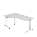 Bureau d’angle TARA 90°, pieds en C, rectangulaire, l. 2000 mm, gris clair