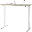 Bureau EHV, hauteur réglable électriquement, jusqu'à 100 kg, 605-1265 mm, piétement en T sans traverse, panneau Up/Down, L 1300 x P 650, chêne/blanc