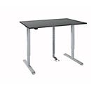 Bureau, elektrisch in hoogte verstelbaar, incl. kabelketting &amp; kabelgoot, rechthoekig, T-voet, B 1200 x D 800 x H 715-1205 mm, grafiet/wit aluminium