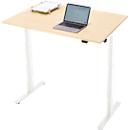 Bureau, elektrisch in hoogte verstelbaar, rechthoekig, T-poot, B 1200 x D 800 x H 720-1200 mm, ahorn decor/wit