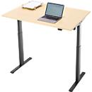 Bureau, elektrisch in hoogte verstelbaar, rechthoekig, T-poot, B 1200 x D 800 x H 720-1200 mm, ahorn decor/zwart