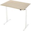 Bureau, elektrisch in hoogte verstelbaar, rechthoekig, T-poot, B 1200 x D 800 x H 720-1200 mm, eiken decor/wit