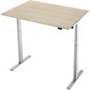 Bureau, elektrisch in hoogte verstelbaar, rechthoekig, T-poot, B 1200 x D 800 x H 720-1200 mm, eiken decor/zilver