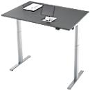 Bureau, elektrisch in hoogte verstelbaar, rechthoekig, T-poot, B 1200 x D 800 x H 720-1200 mm, grafiet/zilver