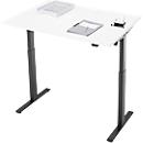 Bureau, elektrisch in hoogte verstelbaar, rechthoekig, T-poot, B 1200 x D 800 x H 720-1200 mm, wit/zwart