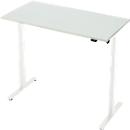 Bureau, elektrisch in hoogte verstelbaar, rechthoekig, T-poot, B 1300 x D 650 x H 720-1200 mm, lichtgrijs/wit