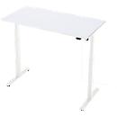 Bureau, elektrisch in hoogte verstelbaar, rechthoekig, T-poot, B 1300 x D 650 x H 720-1200 mm, wit/wit