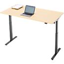Bureau, elektrisch in hoogte verstelbaar, rechthoekig, T-poot, B 1600 x D 800 x H 720-1200 mm, ahorn decor/zwart