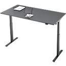 Bureau, elektrisch in hoogte verstelbaar, rechthoekig, T-poot, B 1600 x D 800 x H 720-1200 mm, grafiet/zwart