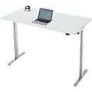 Bureau, elektrisch in hoogte verstelbaar, rechthoekig, T-poot, B 1600 x D 800 x H 720-1200 mm, lichtgrijs/zilver