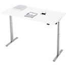 Bureau, elektrisch in hoogte verstelbaar, rechthoekig, T-poot, B 1600 x D 800 x H 720-1200 mm, wit/zilver