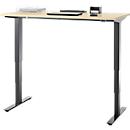 Bureau, elektrisch in hoogte verstelbaar, T-poot zonder dwarsbalk, B 1300 x D 650 x H 605-1265 mm, ahorn/zwart