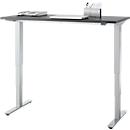 Bureau, elektrisch in hoogte verstelbaar, T-poot zonder dwarsbalk, B 1300 x D 650 x H 605-1265 mm, grafiet/zilver
