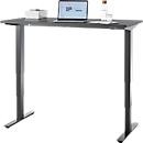 Bureau, elektrisch in hoogte verstelbaar, T-poot zonder dwarsbalk, B 1300 x D 650 x H 605-1265 mm, grafiet/zwart