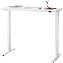 Bureau, elektrisch in hoogte verstelbaar, T-poot zonder dwarsbalk, B 1300 x D 650 x H 605-1265 mm, wit/wit