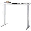 Bureau, elektrisch in hoogte verstelbaar, T-poot zonder dwarsbalk, B 1300 x D 650 x H 605-1265 mm, wit/zilver