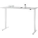 Bureau, elektrisch in hoogte verstelbaar, T-poot zonder dwarsbalk, B 1600 x D 800 x H 605-1265 mm, lichtgrijs/wit