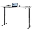 Bureau, elektrisch in hoogte verstelbaar, T-poot zonder dwarsbalk, B 1600 x D 800 x H 605-1265 mm, lichtgrijs/zwart