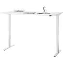 Bureau, elektrisch in hoogte verstelbaar, T-poot zonder dwarsbalk, B 1600 x D 800 x H 605-1265 mm, wit/wit