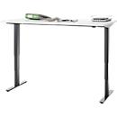 Bureau, elektrisch in hoogte verstelbaar, T-poot zonder dwarsbalk, B 1600 x D 800 x H 605-1265 mm, wit/zwart