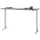 Bureau, elektrisch in hoogte verstelbaar, T-poot zonder dwarsbalk, B 1800 x D 800 x H 605-1265 mm, grafiet/zilver