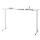 Bureau, elektrisch in hoogte verstelbaar, T-poot zonder dwarsbalk, B 1800 x D 800 x H 605-1265 mm, wit/wit
