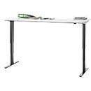 Bureau, elektrisch in hoogte verstelbaar, T-poot zonder dwarsbalk, B 1800 x D 800 x H 605-1265 mm, wit/zwart