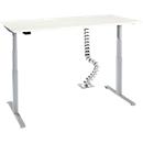 Bureau, elektrisch in hoogte verstelbaar, T-voet, H 620-1270 mm, wit/wit aluminium + memory control en gratis kabelslang Quadro