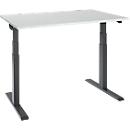 Bureau ERGO-T 2.0 - elektrisch in hoogte verstelbaar - B 1200 x D 800 x H 640-1300 mm - T-voet antraciet - lichtgrijs - ons merk Schäfer Shop Select