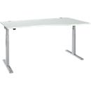 Bureau ERGO-T 2.0 - elektrisch in hoogte verstelbaar - vrije vorm aanbouw rechts - B 1800 x H 715-1205 mm - T-voet blank alu - lichtgrijs - ons merk Schäfer Shop Select