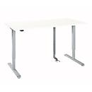 Bureau, hauteur réglable électriquement, avec chaîne et passage de câbles, rectangulaire, pied en T, L 1600 x P 800 x H 715-1205 mm, blanc/blanc-aluminium