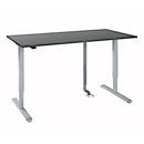 Bureau, hauteur réglable électriquement, avec chaîne et passage de câbles, rectangulaire, pied en T, L 1600 x P 800 x H 715-1205 mm, graphite/aluminium blanc