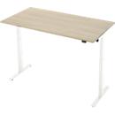 Bureau, hauteur réglable électriquement, rectangulaire, pied en T, L 1600 x P 800 x H 720-1200 mm, décor chêne/blanc