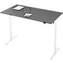 Bureau, hauteur réglable électriquement, rectangulaire, piétement en T, L 1600 x P 800 x H 720-1200 mm, graphite/blanc