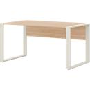 Bureau Home Office TEMPIO, rectangulaire, piètement traineau, L 1500 x P 800 x H 740 mm, chêne Sonoma/blanc