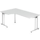 Bureau incliné 90° JENA, pied C, peut être monté à gauche, L 2000 mm, gris clair