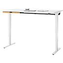 Bureau met bamboe accessoirelade & kabelgoot van gerecycled vilt, elektrisch in hoogte verstelbaar, B 1600 x D 800 x H 605-1265 mm, wit/wit