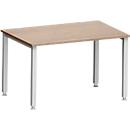 Bureau MODENA FLEX, carré, 4 pieds en tube carré, L 1200 x P 800 x H 720-820 mm, chêne/aluminium blanc