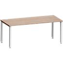 Bureau MODENA FLEX, carré, 4 pieds en tube carré, L 1800 x P 800 x H 720-820 mm, chêne/aluminium blanc