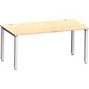 Bureau MODENA FLEX, rechthoekig, 4-poots vierkante buis, B 1600 x D 800 x H 720-820 mm, ahorn/wit aluminium