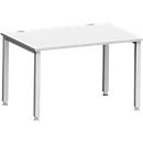 Bureau MODENA FLEX, rectangulaire, 4 pieds en tube carré, L 1200 x P 800 x H 720-820 mm, gris clair/aluminium blanc