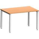 Bureau MODENA FLEX, rectangulaire, 4 pieds en tube carré, L 1200 x P 800 x H 720-820 mm, hêtre/aluminium blanc
