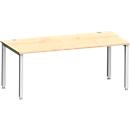 Bureau MODENA FLEX, rectangulaire, 4 pieds en tube carré, L 1800 x P 800 x H 720-820 mm, érable/aluminium blanc