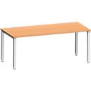 Bureau MODENA FLEX, rectangulaire, 4 pieds en tube carré, L 1800 x P 800 x H 720-820 mm, hêtre/aluminium blanc