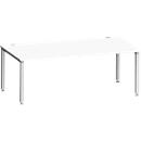 Bureau MODENA FLEX, rectangulaire, 4 pieds en tube carré, L 2000 x P 1000 x H 720-820 mm, blanc/aluminium blanc