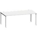 Bureau MODENA FLEX, rectangulaire, 4 pieds en tube carré, L 2000 x P 1000 x H 720-820 mm, gris clair/aluminium blanc
