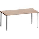 Bureau MODENA FLEX, vierkant, 4-poots vierkante buis, B 1600 x D 800 x H 720-820 mm, eiken/wit aluminium