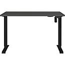 Bureau Monaco, réglage électrique de la hauteur, rectangle, piétement en T, panneau de commande à mémoire, L 1200 x P 800 x H 720-1190 mm, graphite/noir