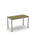 Bureau Nevada pour le télétravail, rectangulaire, pieds en tube rond de 4 pieds, L 1 200 x P 600 x H 740 mm, chêne/argent alu