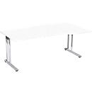 Bureau PALENQUE avec extension, pieds en C, asymétrique, extension à droite, l. 1800 x P 800/1000 x H 720 mm, blanc
